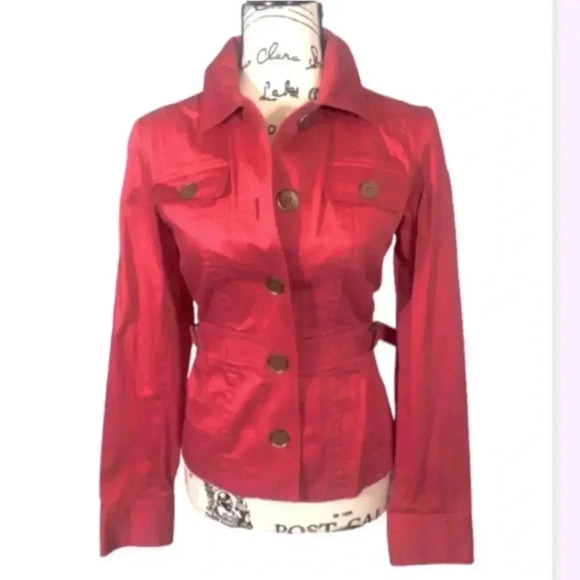 Jones newyork CORAL PINK UTILITY JACKET LONG SLEEVE COTTON SIZE Small - Picture 1 of 7